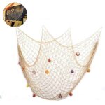 Filet de poisson de style mditerranen avec coquillages, dcoration, accessoires de photographie rtro, ...