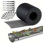 Alovez - filet de protection pour gouttire, 6 m x 15 cm, avec 10 crochets de fixation, noir, dcoupable ...