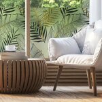 Film fen�tre anti regard occultant - feuilles de palmier chic - stickers pour vitres & porte de douche ...