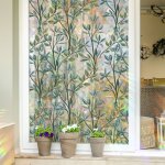 Film d'intimit pour fentre - feuilles de plantes arc - en - ciel - autocollant dcoratif 3d en vinyle ...