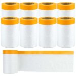 Film de masquage transparent avec ruban - 8 rouleaux 55cm x 20m - b�che de protection peinture pour travaux ...