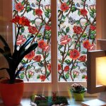 Film vitre effet arc en ciel roses plantes autocollant fen�tre film �lectrostatique vitre d�coratif anti ...