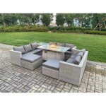 11 places ensemble meuble de jardin en rotin ave 2 canap, table de foyer  gaz et fauteuil , 2 grand ...