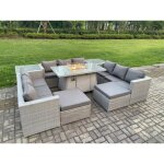 11 places ensemble meuble de jardin en rotin ave 2 canap, table de foyer  gaz et fauteuil , 2 grand ...