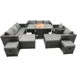 Fimous ensemble de meubles de jardin en rotin ave table de foyer � gaz 12 places ensemble de canap�s ...