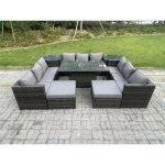 Wicker pe rotin meubles de jardin canap ensemble table  manger rglable en plein air avec 2 tables ...