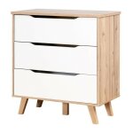 Les tendances - finlandek commode de chambre vankka scandinave decor chene et blanc mat + pieds en bois ...