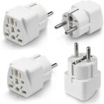 Adaptateur de prise de voyage universel, prise de conversion, norme europ�enne arrondie, 4 pi�ces