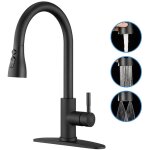 Robinet cuisine noir, mitigeur cuisine avec douchette extractible 3 modes de réglage, robinetterie evier ... Robinet cuisine noir, mitigeur cuisine avec douchette extractible 3 modes de réglage, robinetterie evier ...