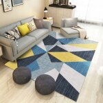 Tapis de salon, triangles g�om�triques, moderne, jaune, bleu, poils courts, tapis antid�rapant, tapis ...