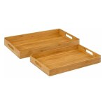 Five simply smart - lot de 2 plateaux de service 'bambou' 46cm beige