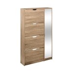 Meuble  chaussures  miroir  155cm naturel