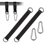 Lot de 2 kit hamac ultra r�sistant aux sangles lourde suspension 150cm avec d - ring, deux crochets mousqueton ...