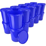 Fixedbyu - 100x seau avec couvercle en plastique seau vide poigne 15, 9l alimentaire bleu clair