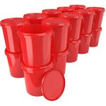 Fixedbyu - 100x seau avec couvercle en plastique seau vide poigne 15, 9l alimentaire rouge clair