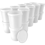 Fixedbyu - 100x seau avec couvercle seau vide en plastique poigne 15, 9l blanc alimentaire