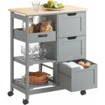 Fkw79 - hg chariot de service desserte de cuisine  roulettes table roulante meuble de rangement pour ...