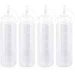 Flacon sauce cuisine avec capuchon 500ml bouteille � sauce en plastique pour condiments, assaisonnements, ...