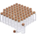 Flacons en verre avec bouchon de lige, lot de 120, mini - bouteilles pour huile, pices, herbes, sable, ...