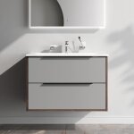 Am. pm meuble de salle de bain avec lavabo suspendu meuble sous vasque graphite mat avec 2 tiroirs 80 ...