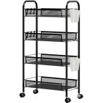 Flasidu - desserte de cuisine, grillage m�tallique empilable 4 couches, roues pivotantes � 360�, 44�27�84cm, ...