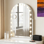 Flasidu - miroir de maquillage led - 17 led - 3 modes d'�clairage - fonction m�moire intelligente - 10, ...