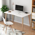 Flasidu - mondeer bureau d'ordinateur, bureau informatique, table de travail, en bois, naturel