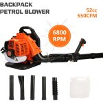 Flasidu - souffleur  essence, buse allonge, dos, 52cc, 1250w, 6800 tr / min, 1804545cm, orange.