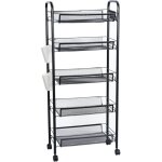 Flasidu - tagre de rangement de cuisine, 5 niveaux avec roulettes, paniers de rangement amovibles, noir. ...