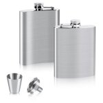 Flasque a alcool en acier inoxydable 2 pices, 4 / 8oz flasque de whisky avec 1 entonnoir et 1 verres ...