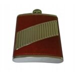 Flasque gentelo en cuir marron avec sangle en m�tal 210 ml