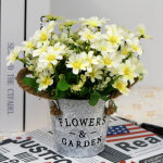 Fleurs artificiels interieur 1 pcs, fleurs artificielles avec pot en m�tal artificielle plante decoration ...