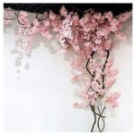 Fleur artificielle 105 cm faux cerisier fleur arbre 3 fourche sakura branche fleur artificielle soie ...