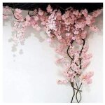 Fleur artificielle 105 cm faux cerisier fleur arbre 3 fourche sakura branche fleur artificielle soie ...