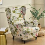 (fleur et feuille)housse de fauteuil  oreilles extensible 2 pices couverture de fauteuil avec housse ...