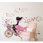 (fleurs, papillons, f�e, v�lo)stickers muraux - fille - fleurs et papillons - d�coration chambre enfants ...