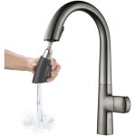Flexible robinet cuisine gris, mitigeur cuisine avec douchette, rotation � 360�, arc haut, 2 modes de ...