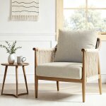 Flexispot fauteuil en rotin tress� � la main avec coussin, beige