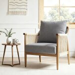 Flexispot fauteuil en rotin tress� � la main avec coussin, gris