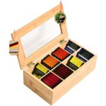 Floordirekt - bo�te � th� en bambou, 8 compartiments colorado, 16 x 28 x 9 cm