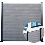 Ensemble cl�ture, lames pleines, kit complet, 1, 80 m x 1, 80 m, ep =21 mm, ash grey