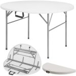 Floordirekt - table pliante shiga table de jardin ronde blanche pliable avec poign�e de transport 120 ...
