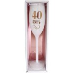 Fl�te � champagne - stc - anniversaire 40 ans - verre blanc et rose - �l�gante - 1 pi�ce