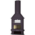 Fm - pole  bois chemine d'angle avec four - firematic houston 13. 8 kw