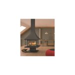 Focgrup - chemin�e centrale base r�fractaire avec porte en verre et cadre anthracite 16 kw