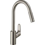 Hansgrohe - focus m41 mitigeur d'vier 240 avec douchette extractible, 2 jets, inox bross (31815800) ...