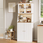 Foerpl - buffet haut cuisine avec led, meuble cuisine rangement avec plan de travail, armoire de cuisine ...