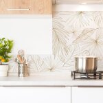 Fond de hotte en aluminium - motif floral caramel - 70x90 cm