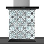 Hxadeco - fond de hotte dcorative, azulejos vintage bleu 60x70 fond de hotte