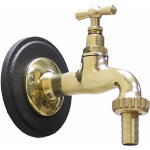 Fonderia bongiovanni - robinet en laiton poli avec rosace en fonte grise pour fontaine de jardin 1 / ... Fonderia bongiovanni - robinet en laiton poli avec rosace en fonte grise pour fontaine de jardin 1 / ...